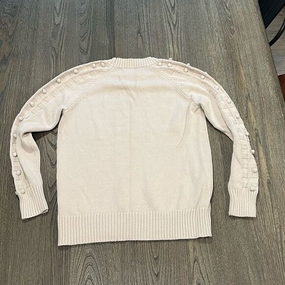 Lemon Tart Cream Crew Neck Long Sleeve PomPom Sweater Size M - Picture 4 of 4